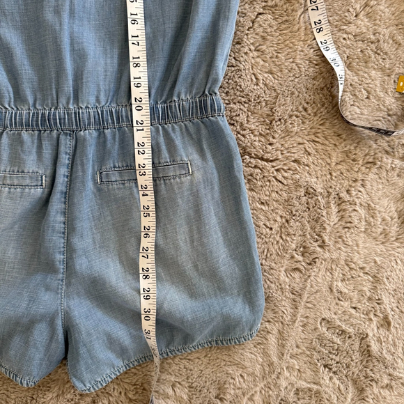 Hinge Romper Shorts Jumpsuit XSmall‎ Blue Jean Denim Western Coastal Cowboy - Picture 8 of 8
